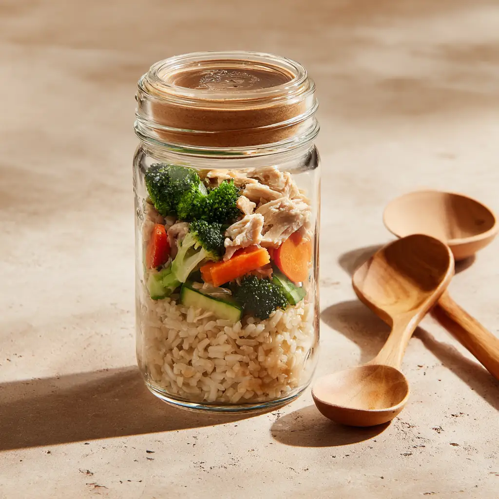 How 10 Simple Lunch Ideas for Kids Can Make Your Life Easier 9 u3316835771 Glass jar or lunch container layered with brown r 59f334d6 6b8f 476f ad0a 928b11dd0410 1 compressed