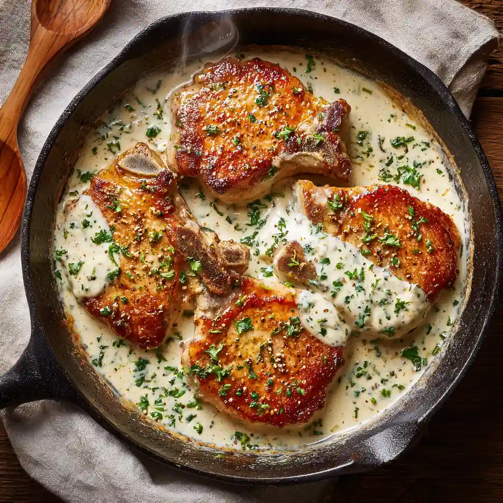 Simple Creamy Ranch Pork Chops Everyone Will Devour Tonight 1 u3316835771 Overhead shot of a rustic cast iron skillet holdi d1bf01cb 21ff 4c58 a3ce d62459c35d47 3 compressed
