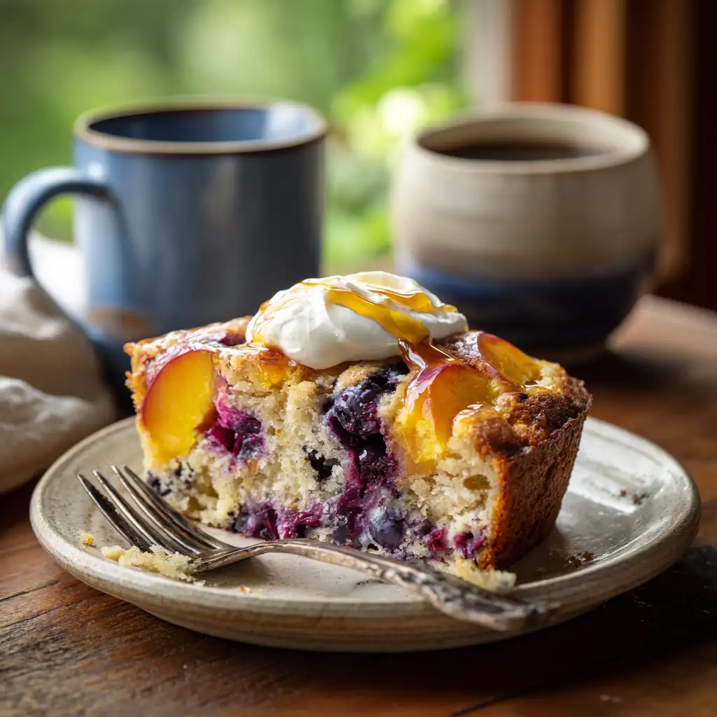 How to Make Peach and Blueberry Greek Yogurt Cake in 5 Steps 3 Peach and Blueberry Greek Yogurt Cake