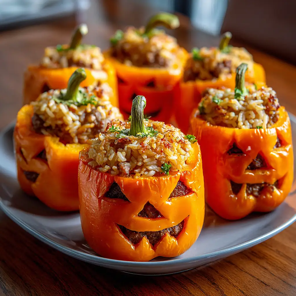 Jack-O’-Lantern Stuffed Peppers I'm Obsessed With This Fall Dinner 1 u3316835771 MidJourney Orange bell peppers carved like jack o 5bead3df 5793 450d ab79 cec62b254d53 0 compressed