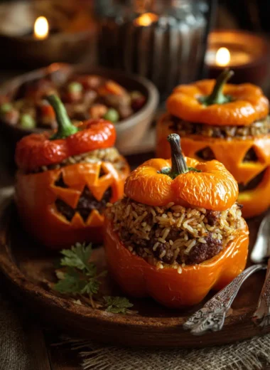 u3316835771 MidJourney Orange bell peppers carved like jack o d61b4f7a c19b 4331 b54e 80db5d0044a0 0 compressed