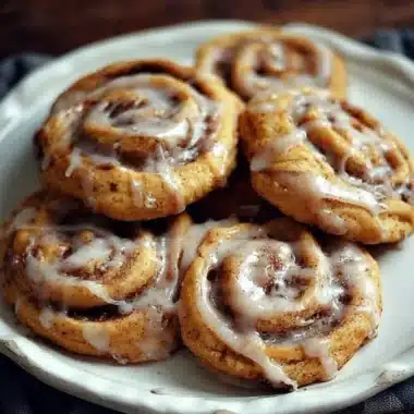 Delicious homemade cinnamon roll cookies with icing and cinnamon