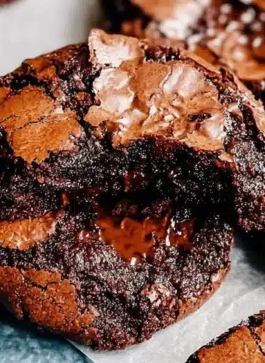 Delicious fudgy chewy brownies on a plate with chocolate drizzle