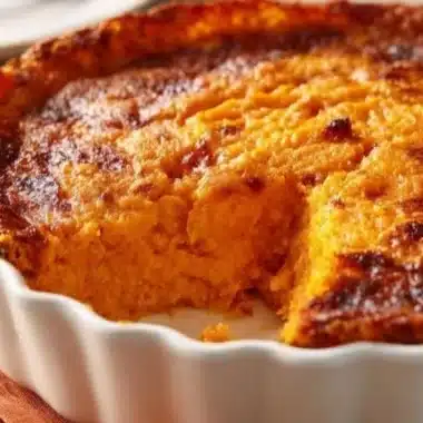 Sweet Potato Casserole 2 Delicious sweet potato casserole with pecan topping served in a dish