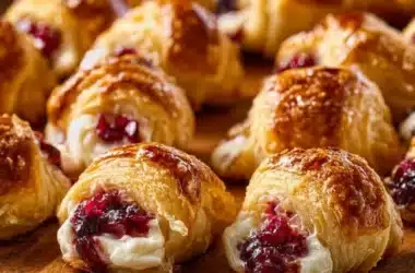 Cranberry cream cheese crescent bites served on a platter