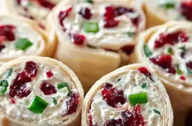 Festive Christmas Cranberry Roll Ups with cream cheese and cranberries
